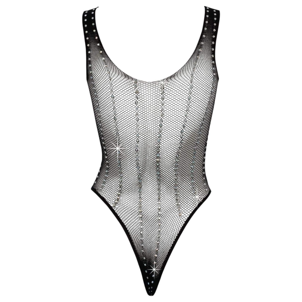 Cottelli - strasszos fekete necc body (S-L)