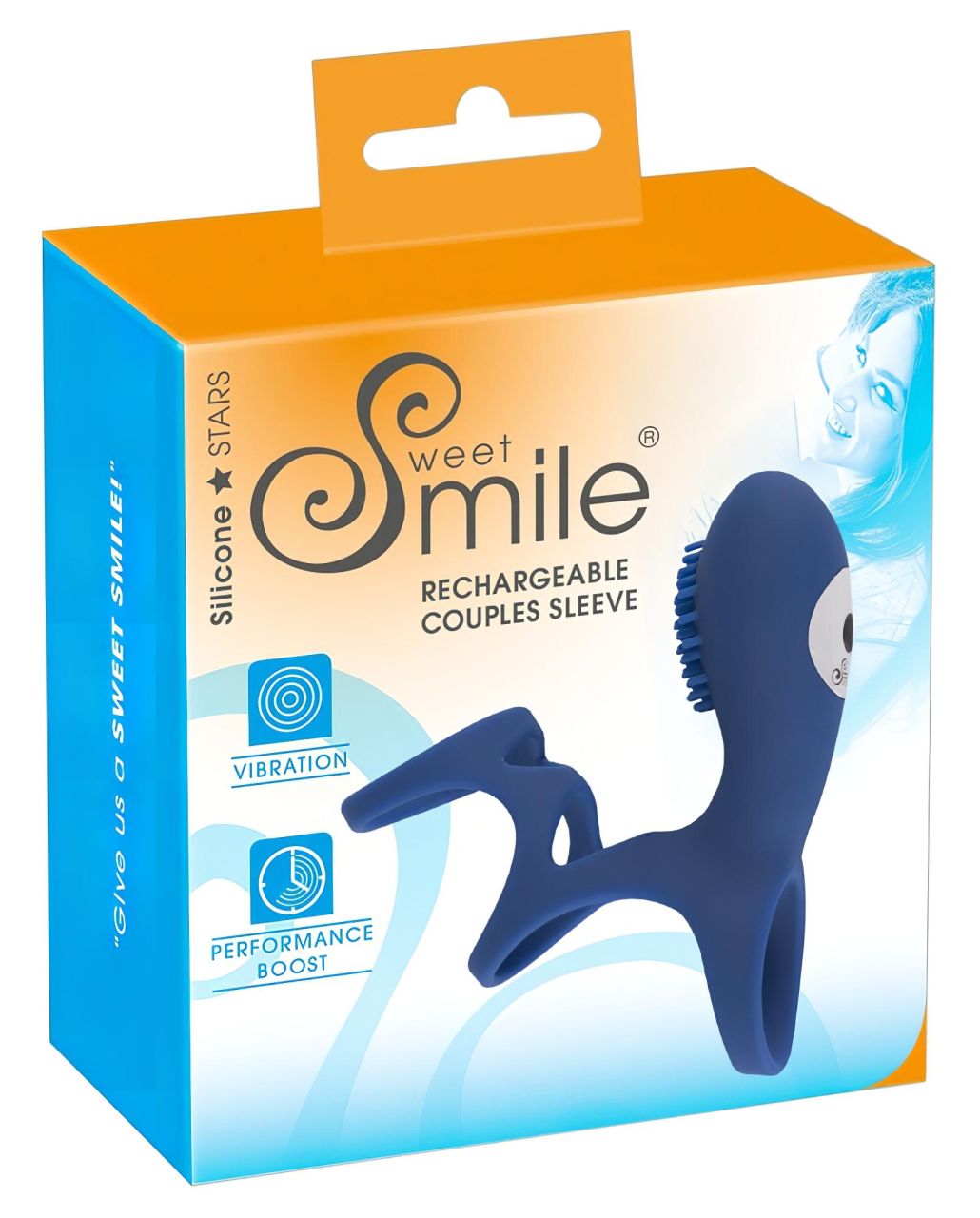 SMILE Couple - akkus, vibrációs péniszmandzsetta (kék)