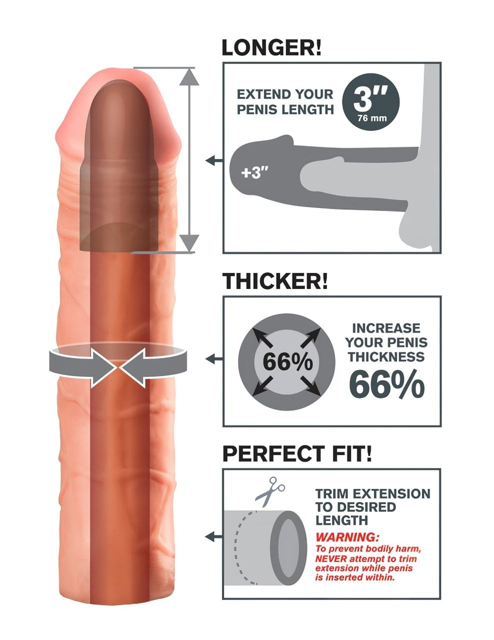 Pipedream - X-TENSION Mega 3 - élethű péniszköpeny (22,8 cm, testszínű) Pipedream - X-TENSION Mega 3 - élethű péniszköpeny (22,8 cm, testszínű)