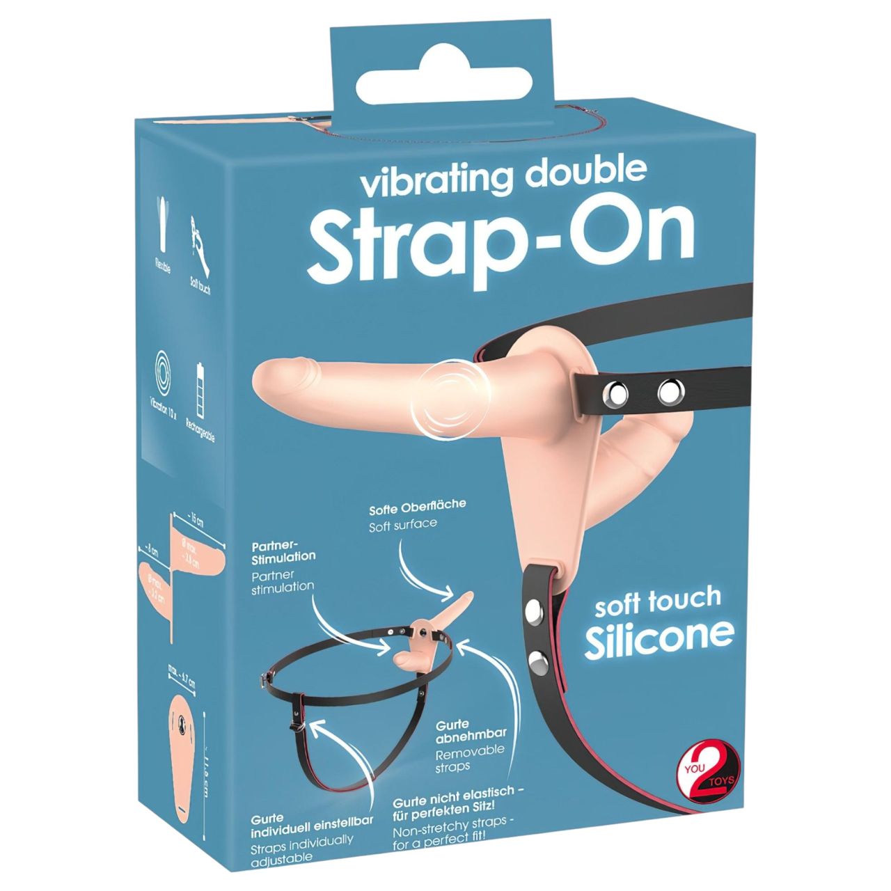 You2Toys - Strap-On - felcsatolható dupla vibrátor (testszínű) You2Toys - Strap-On - felcsatolható dupla vibrátor (testszínű)