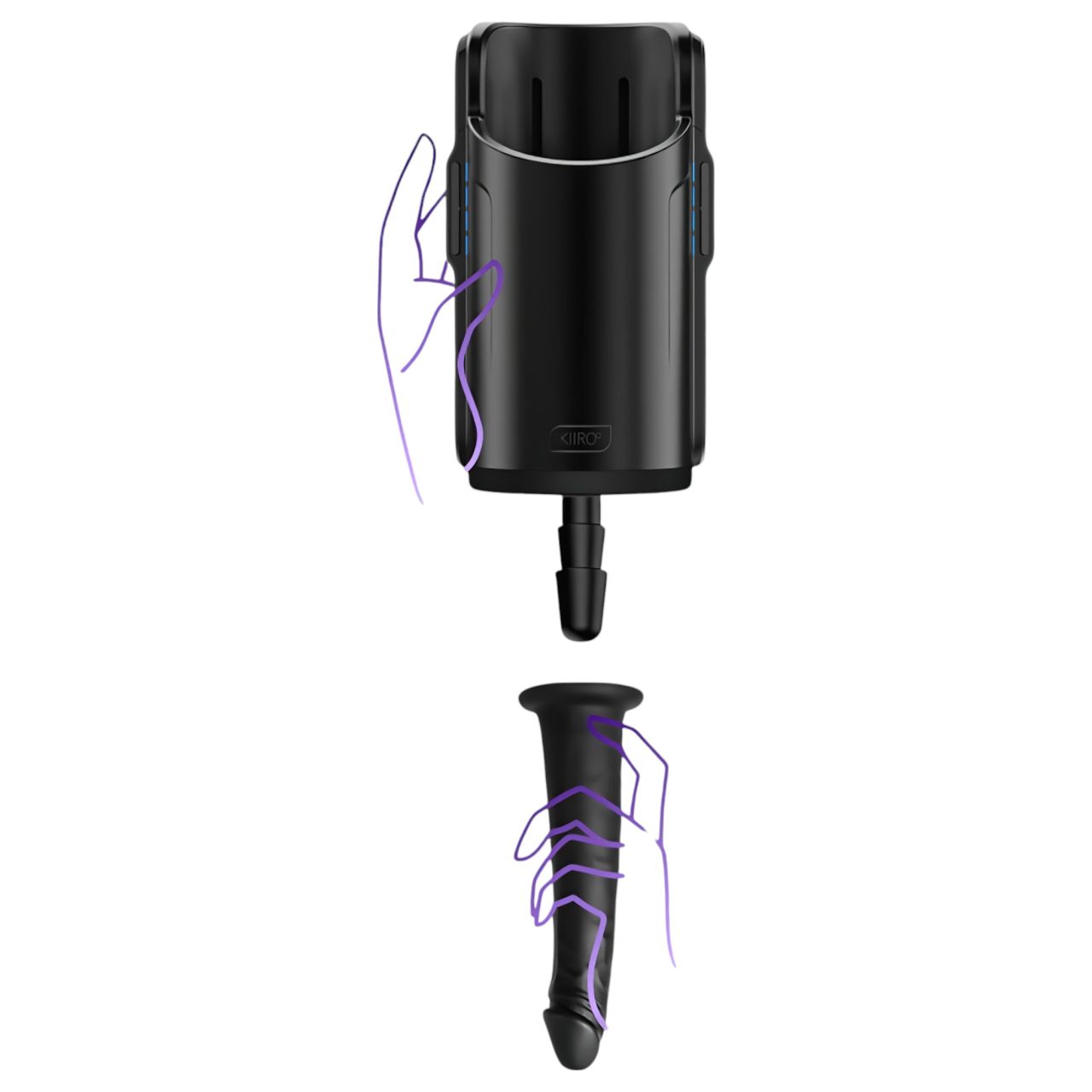 Kiiroo élethű vákuum dildó - 19 cm (fekete)