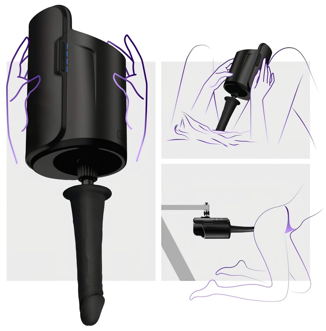 Kiiroo élethű vákuum dildó - 19 cm (fekete)