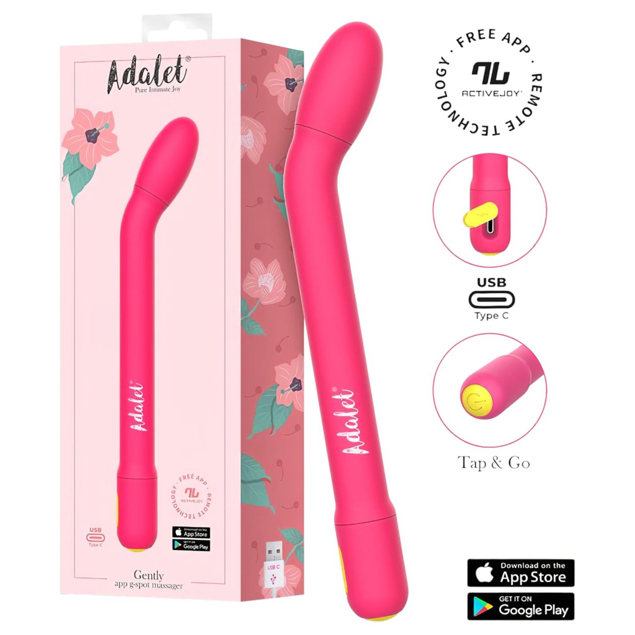 Adalet Gently - App-vezérelt G-pont és prosztata vibrátor (pink) Adalet Gently - App-vezérelt G-pont és prosztata vibrátor (pink)