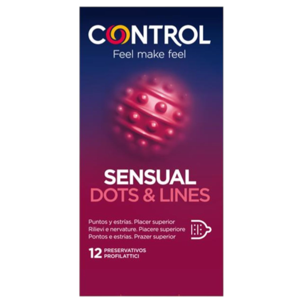 Control - bordázott, pontozott óvszer (12 db)