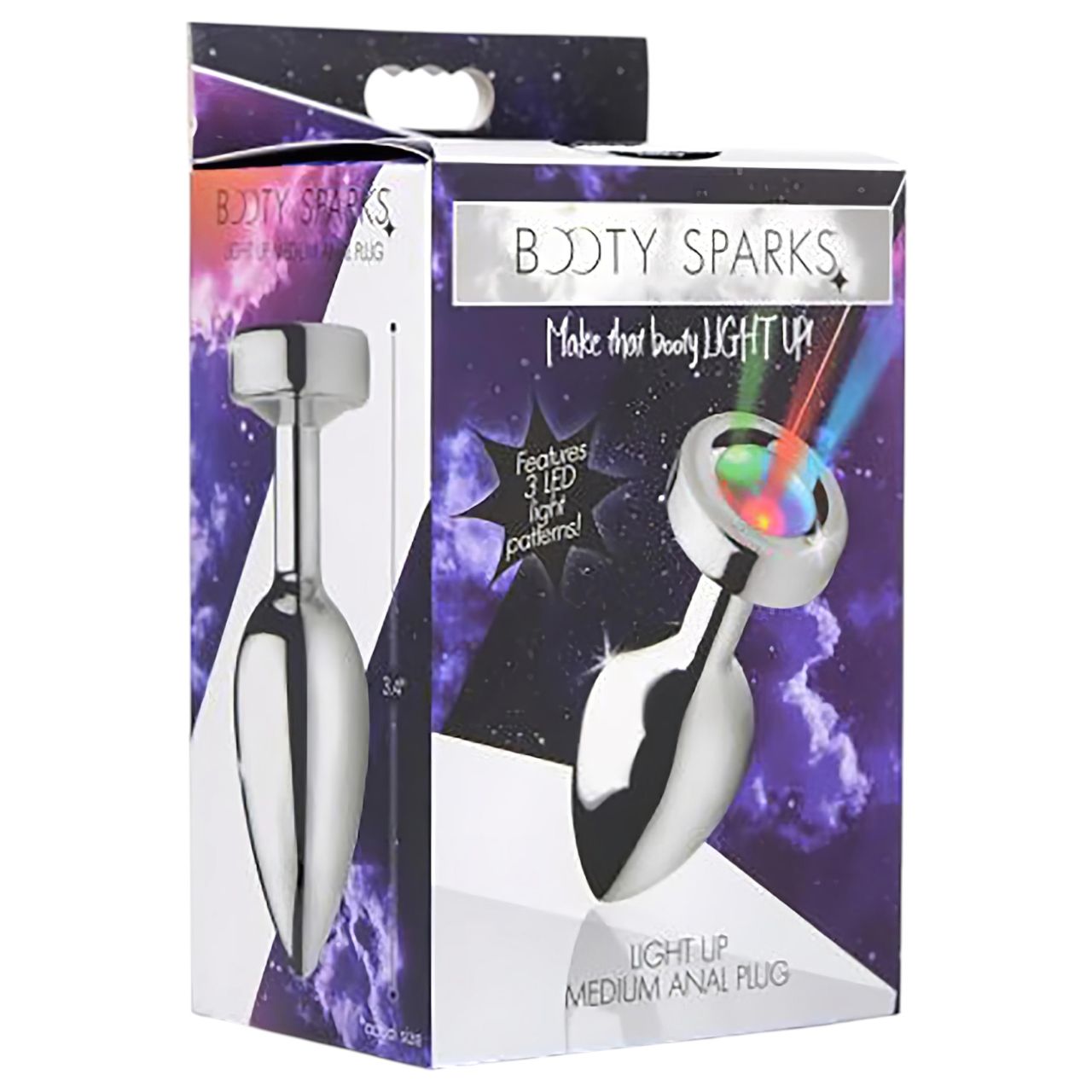 Booty Sparks - LED világító anál plug, közepes (ezüst) Booty Sparks - LED világító anál plug, közepes (ezüst)