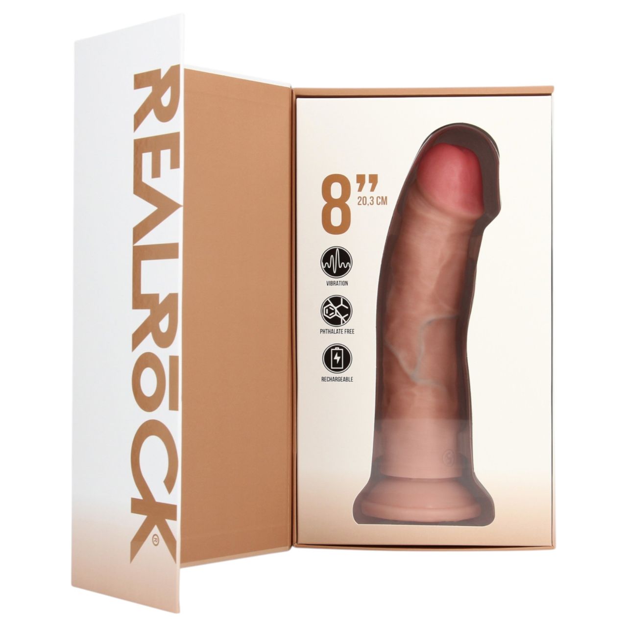 RealRock - élethű tapadókorongos vibrátor (natúr, 20,5 cm)