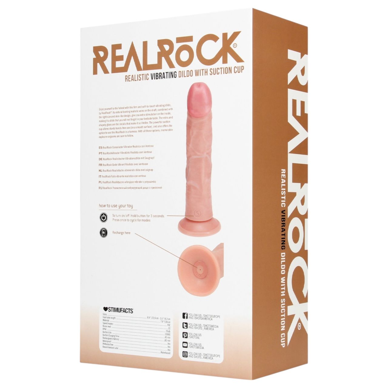 RealRock - élethű tapadókorongos vibrátor (natúr, 20,5 cm)