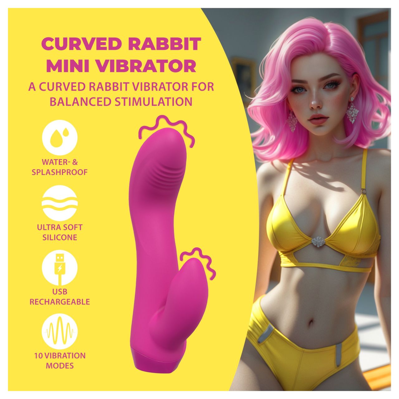 Loveline - íves nyuszis mini vibrátor (rózsaszín) Loveline - íves nyuszis mini vibrátor (rózsaszín)