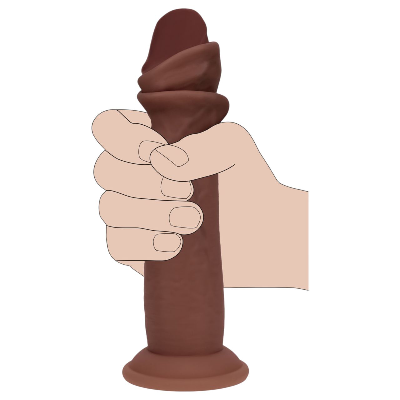 RealRock - dupla sűrűségű élethű dildó (barna) - 15,5 cm