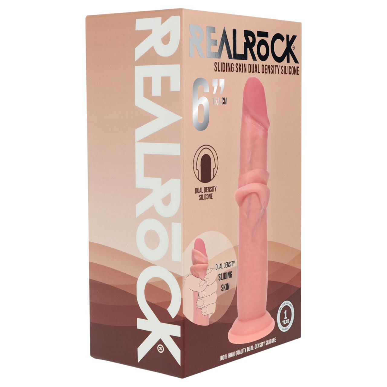 RealRock - dupla sűrűségű élethű dildó (testszínű) - 15,5 cm