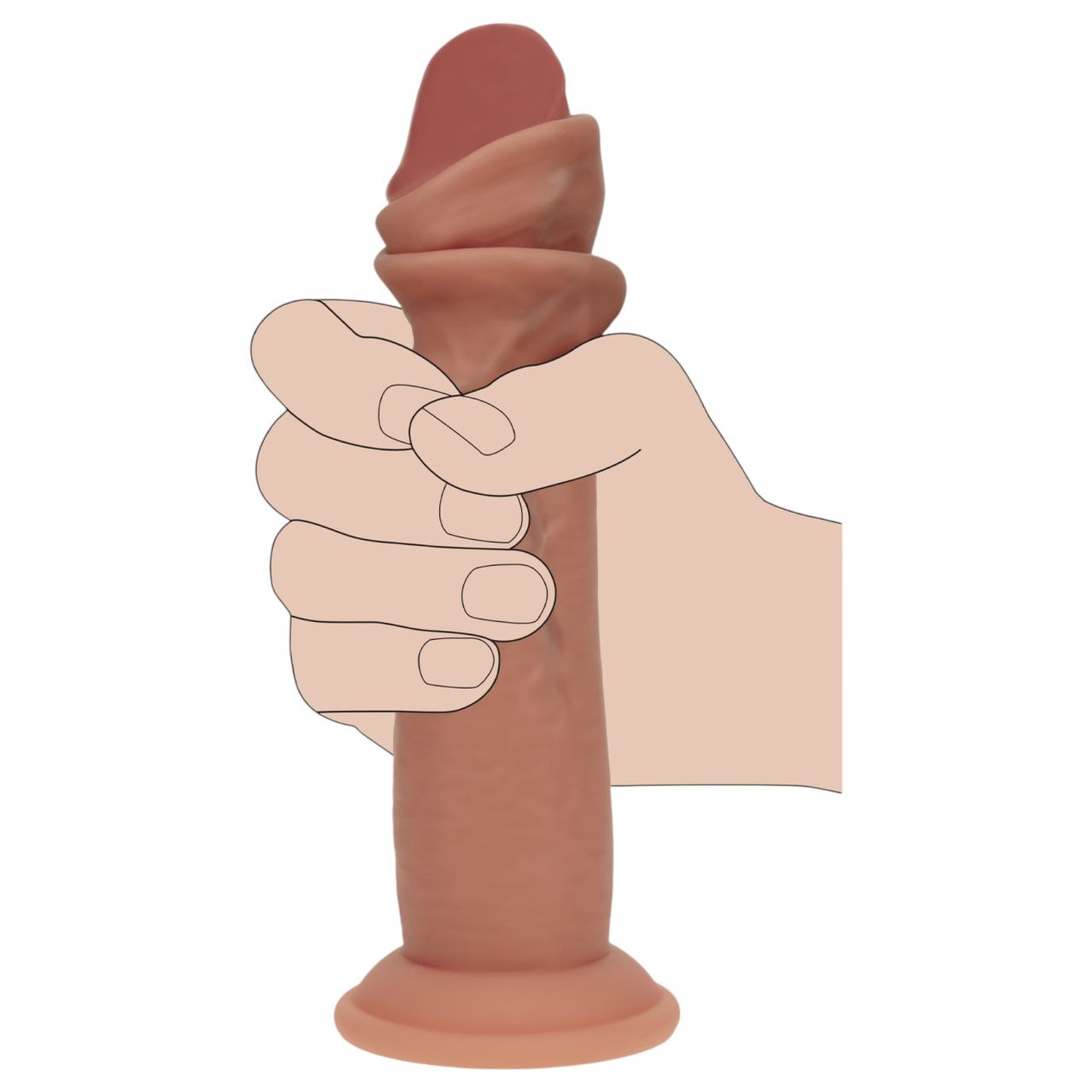 RealRock - dupla sűrűségű élethű dildó (napbarnított) - 15,5 cm