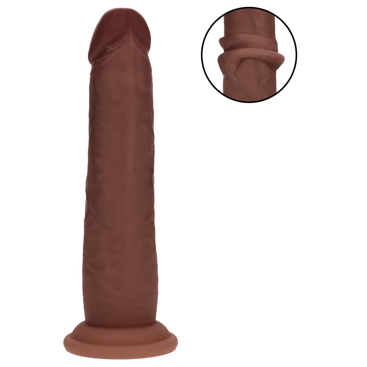 RealRock - dupla sűrűségű élethű dildó (barna) - 18,5 cm
