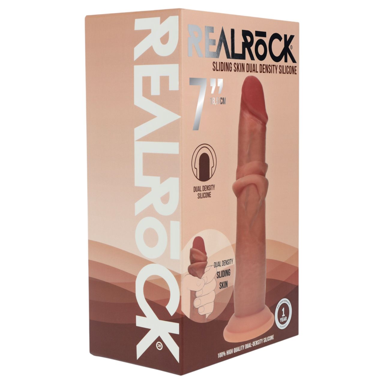 RealRock - dupla sűrűségű élethű dildó (napbarnított) - 18,5 cm