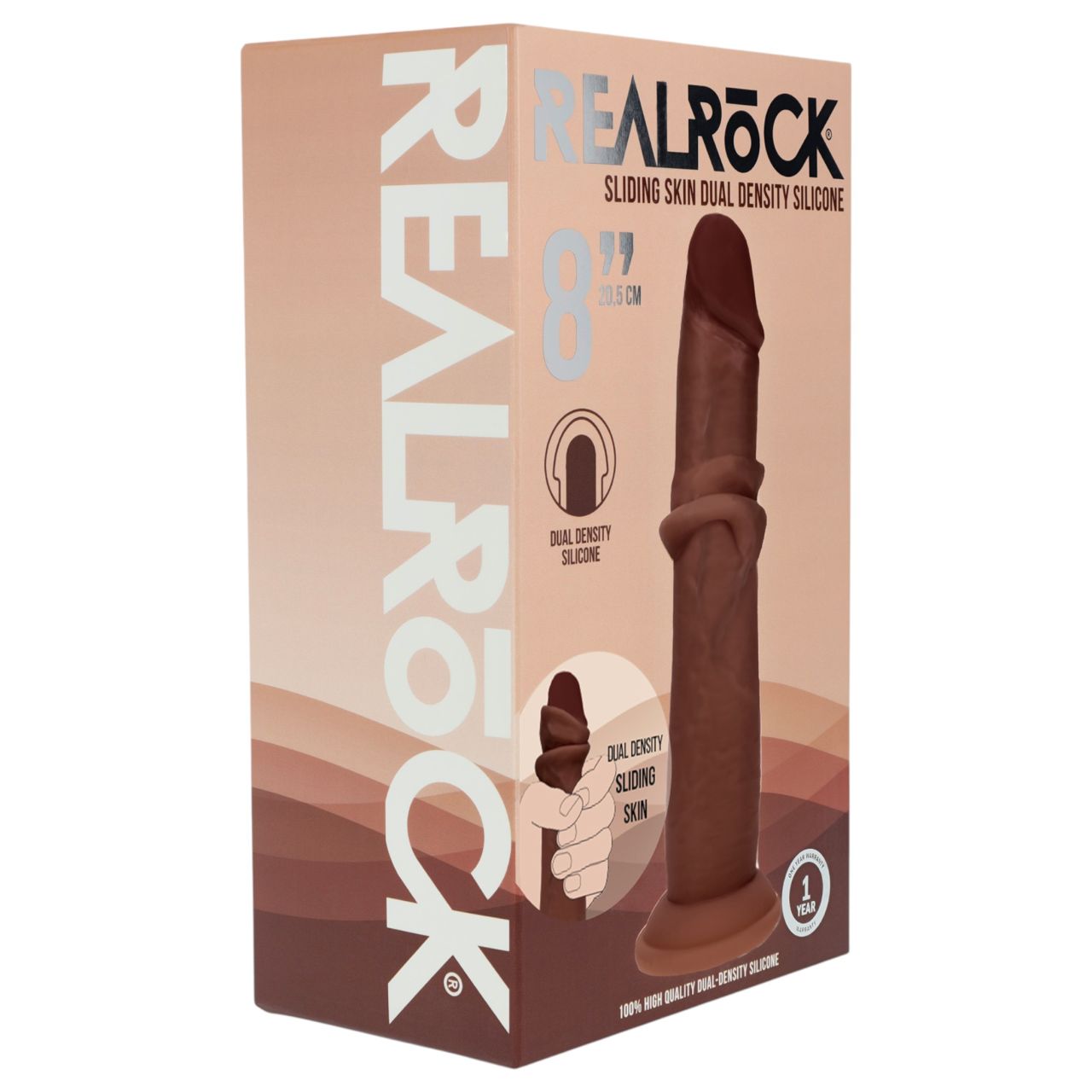 RealRock - dupla sűrűségű élethű dildó (barna) - 20,5 cm RealRock - dupla sűrűségű élethű dildó (barna) - 20,5 cm