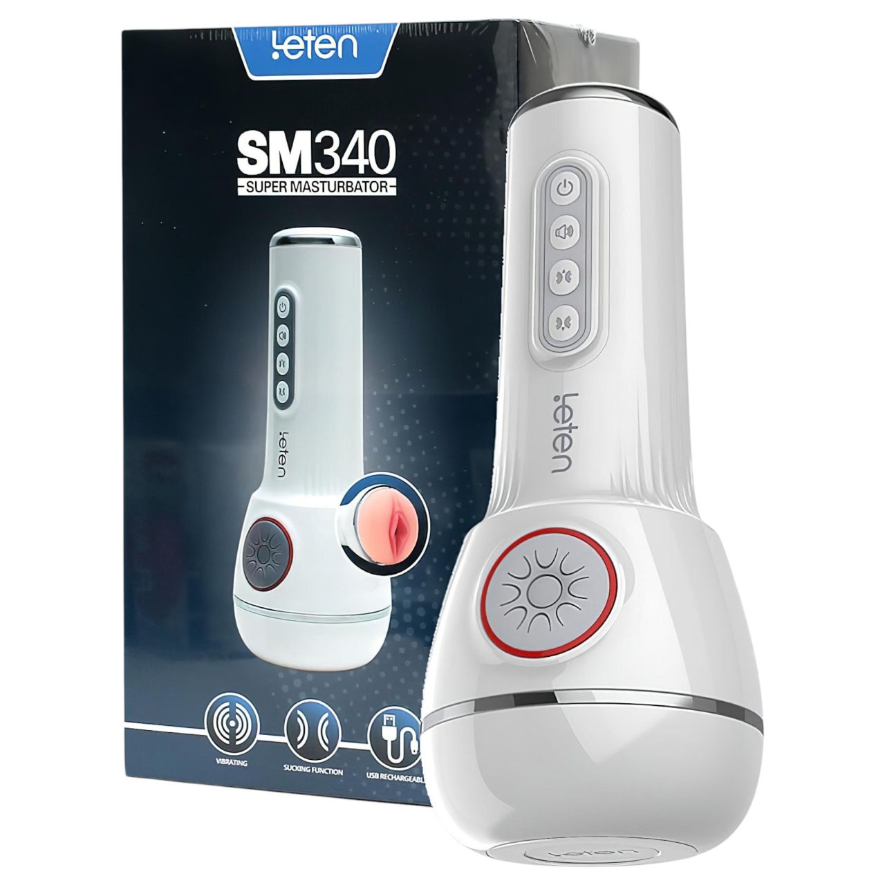 LETEN SM340 - akkus, vibráló, szívó, nyögő maszturbátor férfiaknak