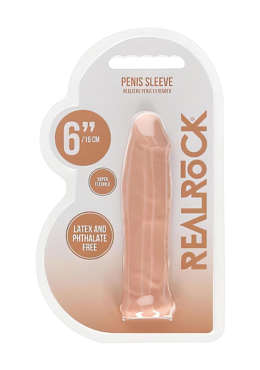 RealRock Penis Sleeve 6 - péniszköpeny (17 cm, testszínű)