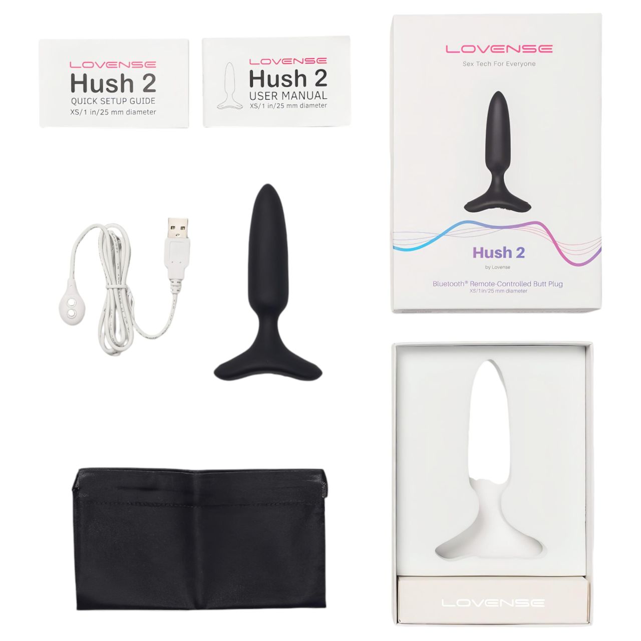 LOVENSE Hush 2 XS - akkus kis anál vibrátor (25 mm, fekete)