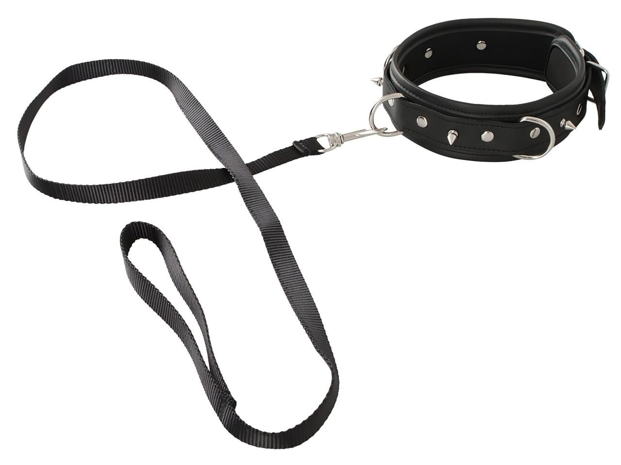 Vegan Fetish - szegecses nyakörv és póráz, bondage szett (fekete)