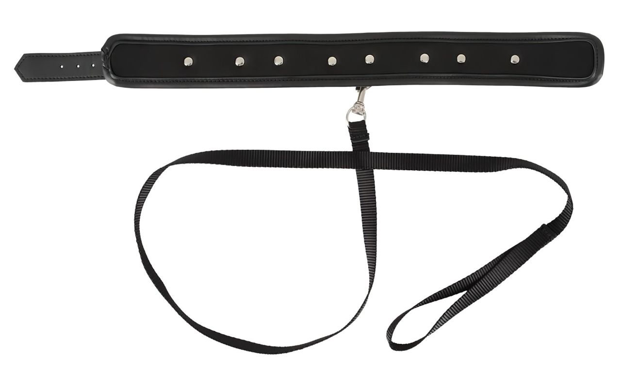 Vegan Fetish - szegecses nyakörv és póráz, bondage szett (fekete)