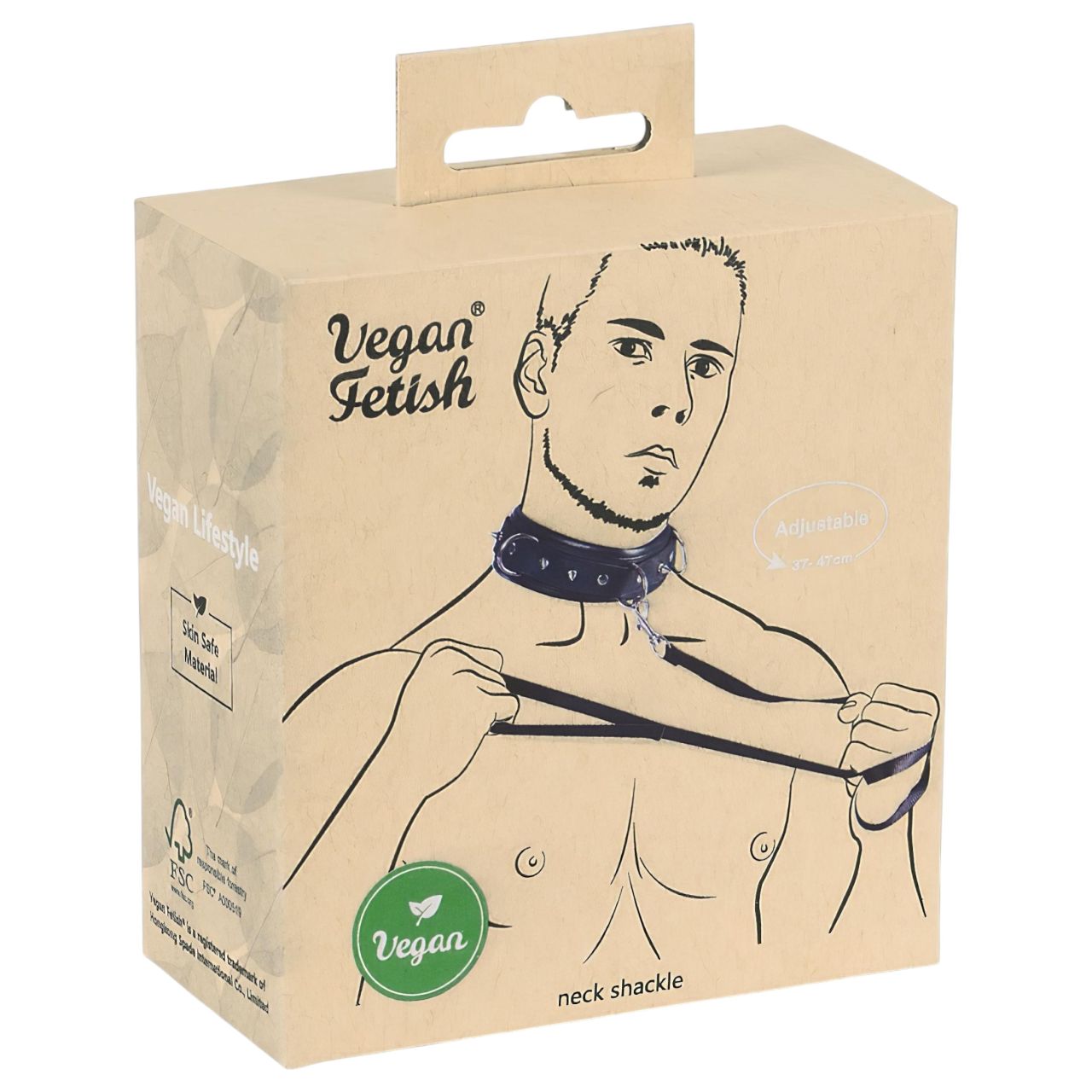 Vegan Fetish - szegecses nyakörv és póráz, bondage szett (fekete)