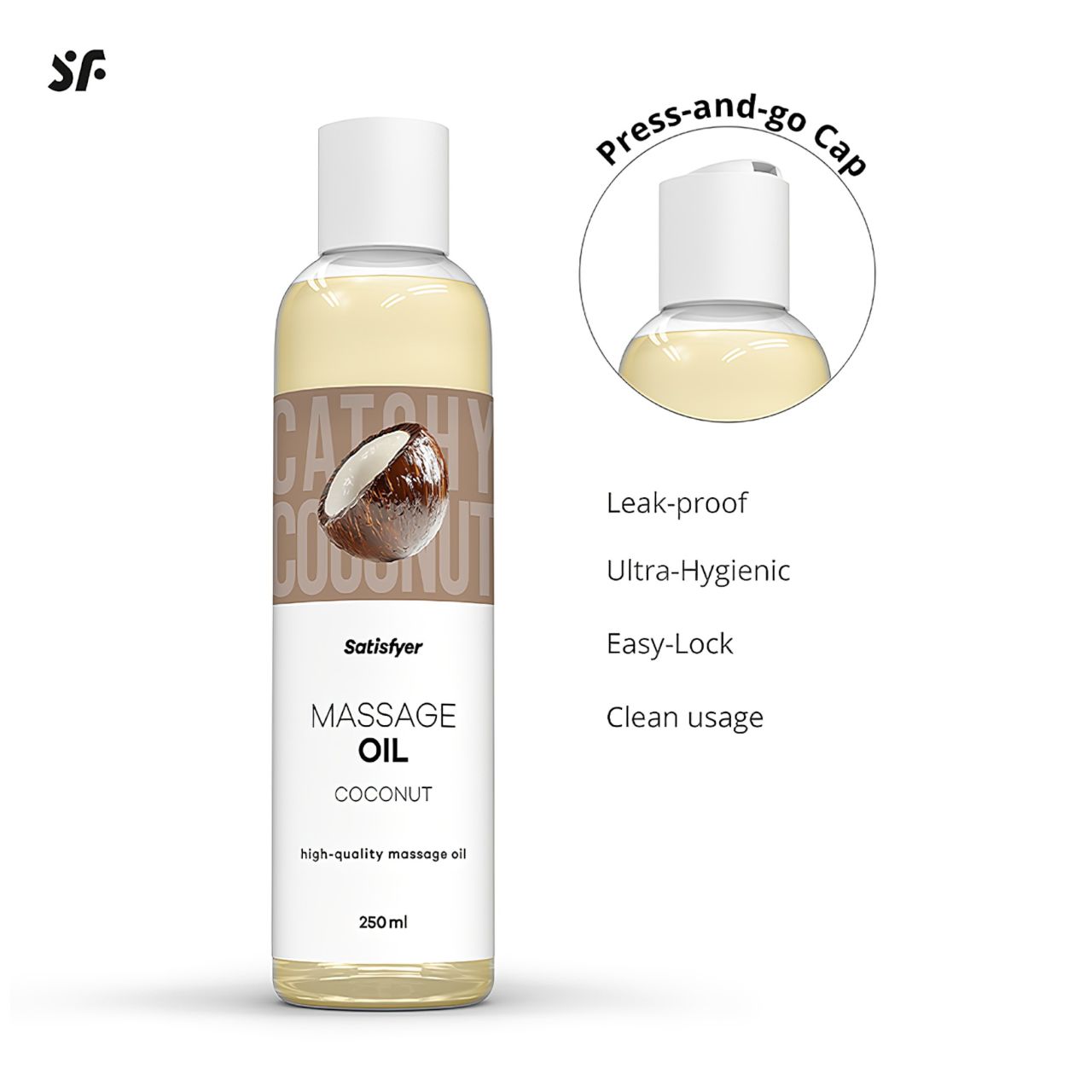 Satisfyer - erotikus masszázsolaj kókusz illattal (250 ml)