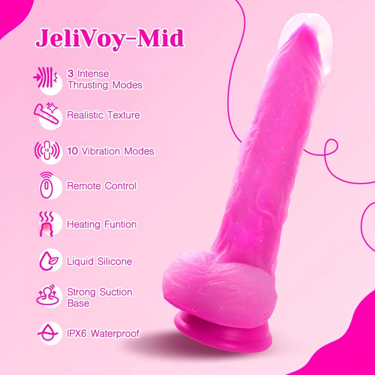 Tracy's Dog Jelivoy-Mid - élethű vibrátor - 20 cm (pink)