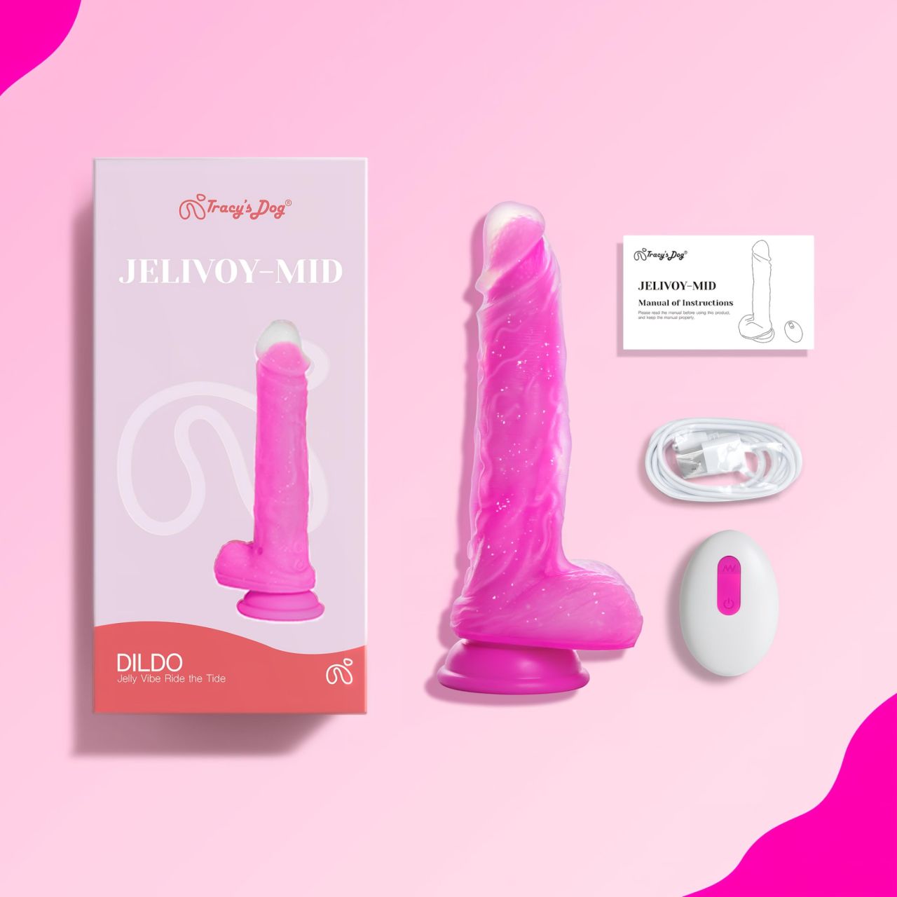 Tracy's Dog Jelivoy-Mid - élethű vibrátor - 20 cm (pink)