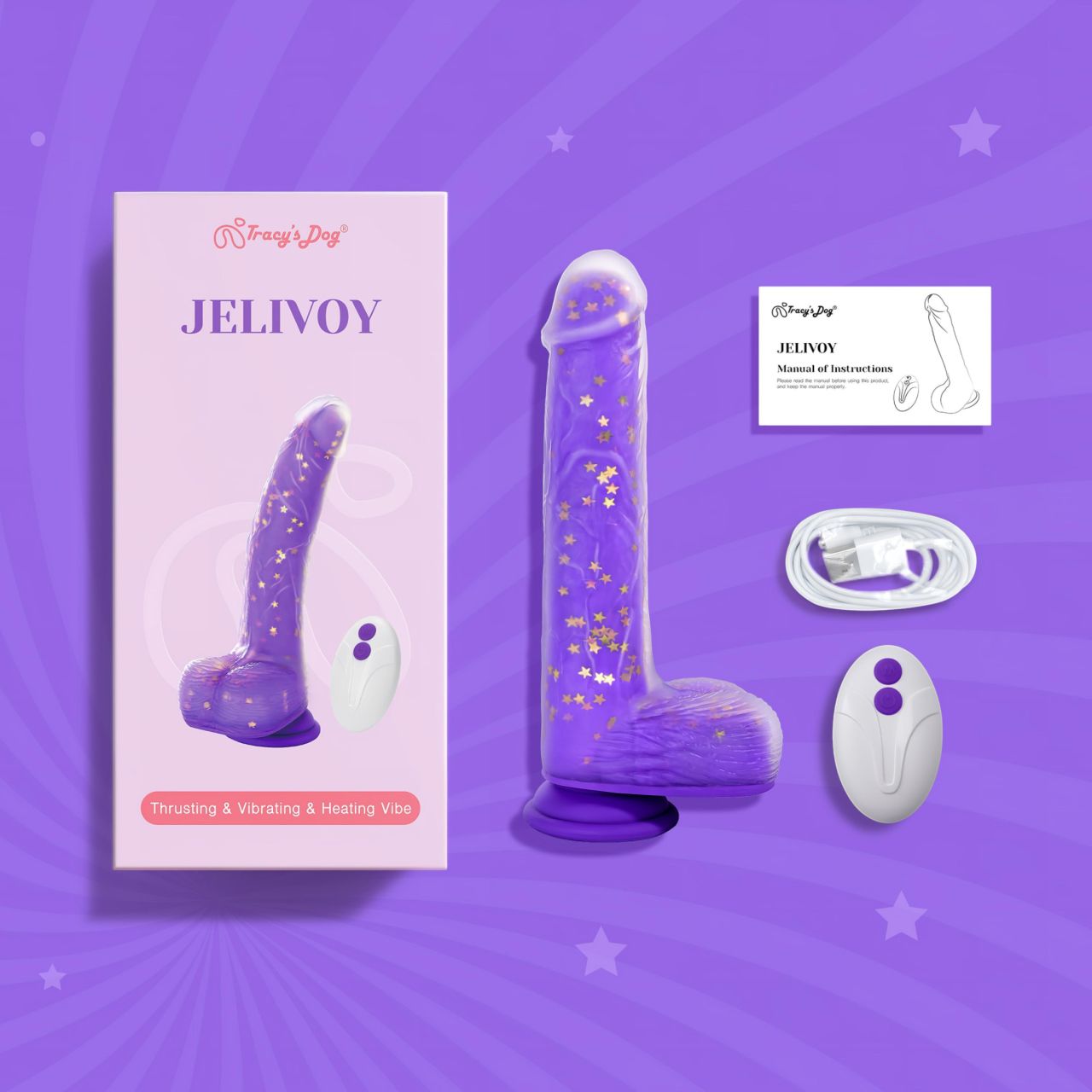Tracy's Dog Jelivoy - élethű vibrátor - 22 cm (lila)