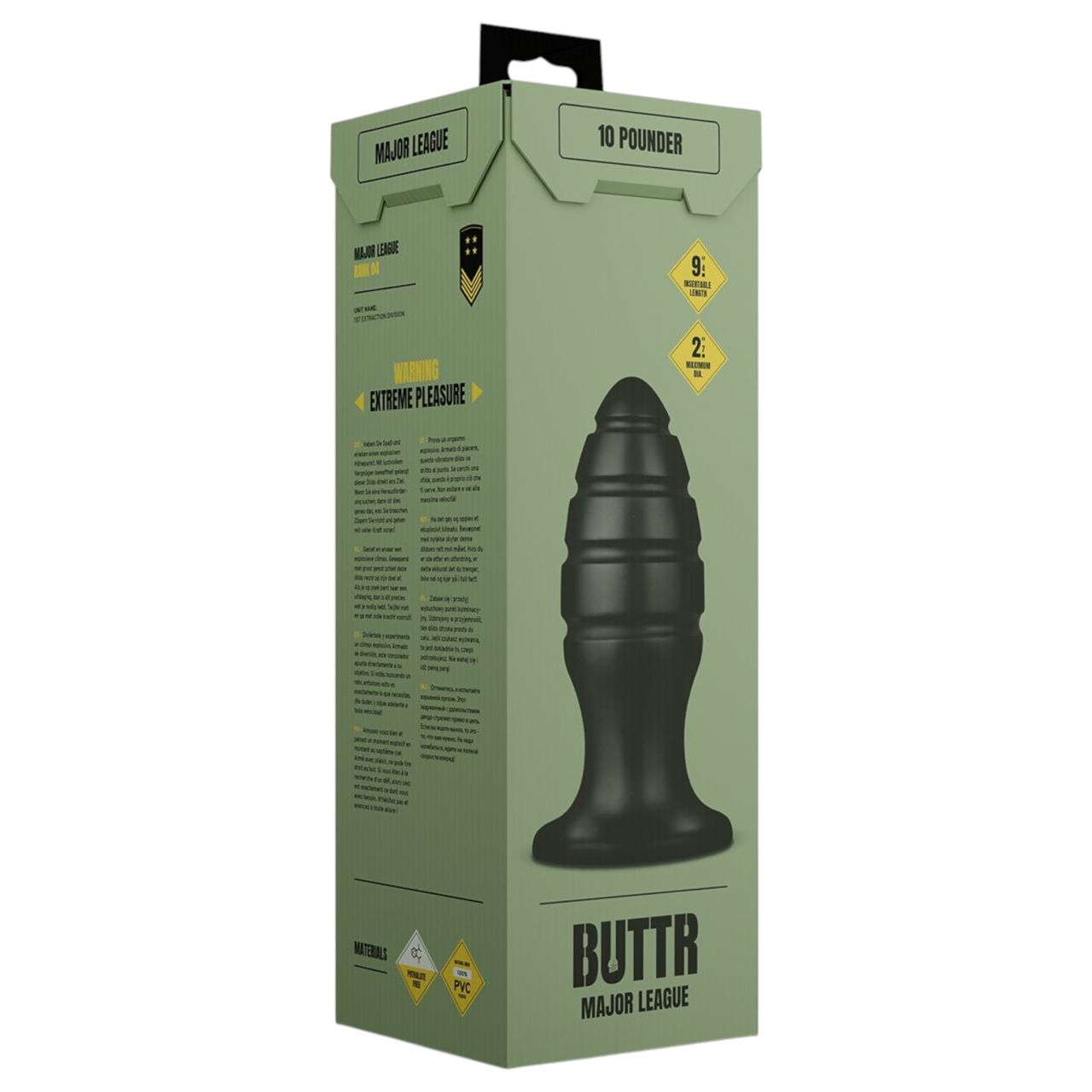 BUTTR Aftershock - fekete óriás anál plug haladóknak (23 cm)