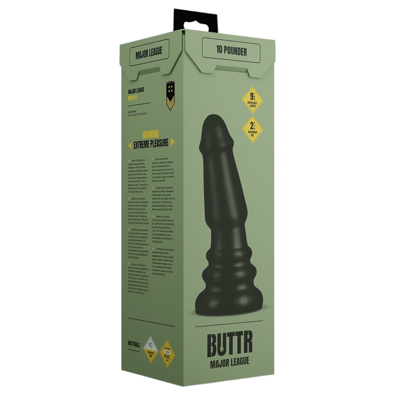 BUTTR Tactical II - óriás anál plug (fekete) - 26 cm
