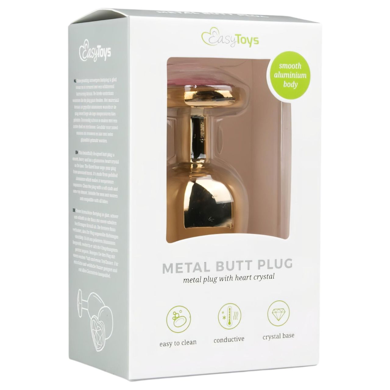 EasyToys Metal No.8 - anál plug szíves talppal (arany-pink, 3,5 cm) EasyToys Metal No.8 - anál plug szíves talppal (arany-pink, 3,5 cm)