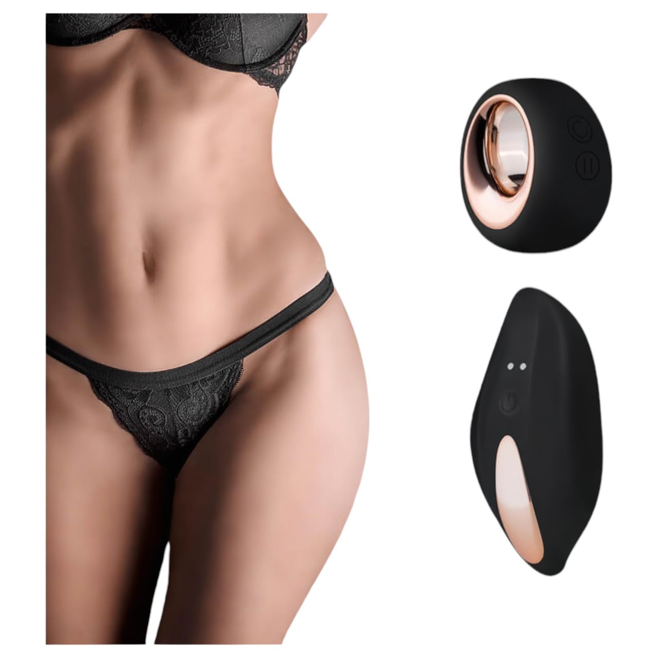 Pantyrebel - fekete akkus, rádiós tanga vibrátor nőknek (S-L)