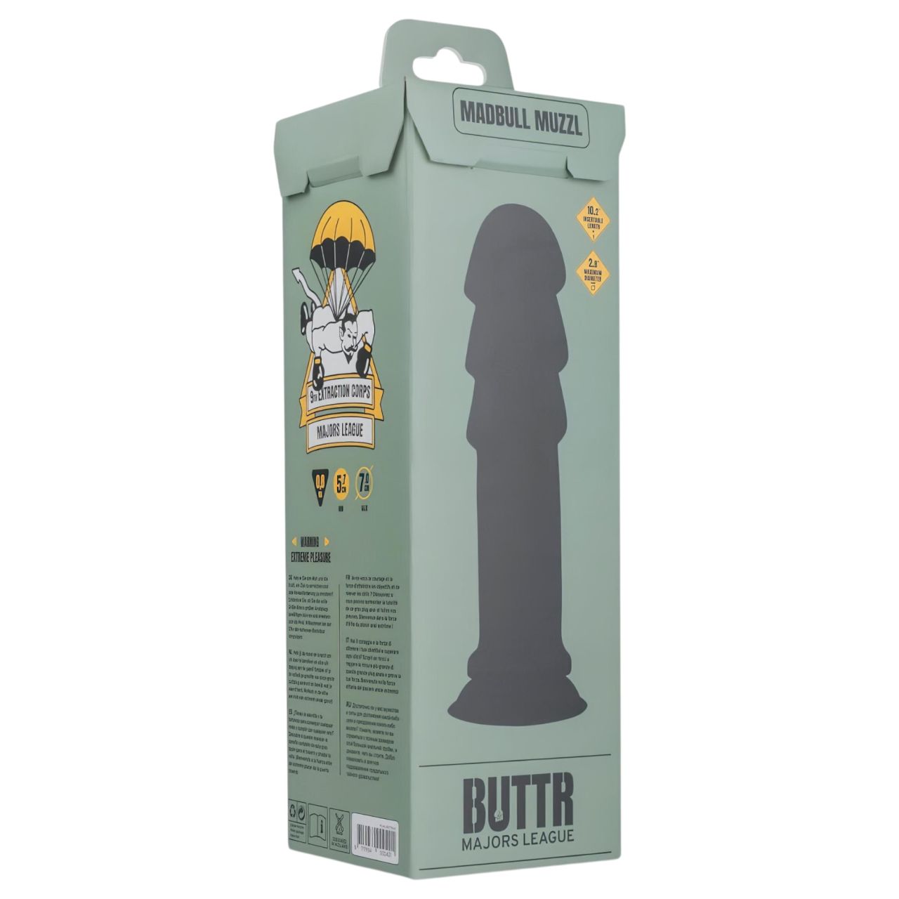 BUTTR Madbull Muzzl - tapadókorongos anál dildó (fekete)