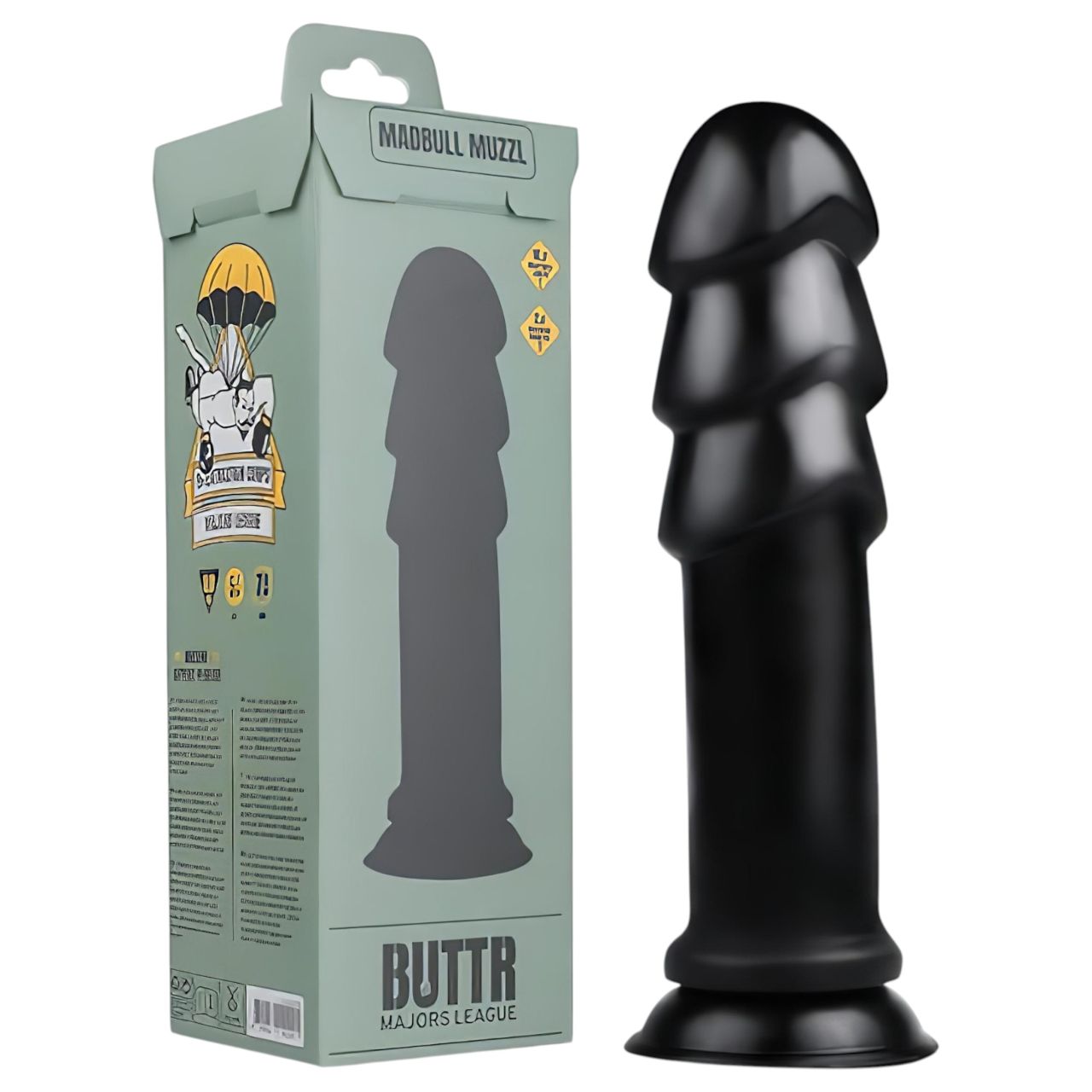 BUTTR Madbull Muzzl - tapadókorongos anál dildó (fekete)