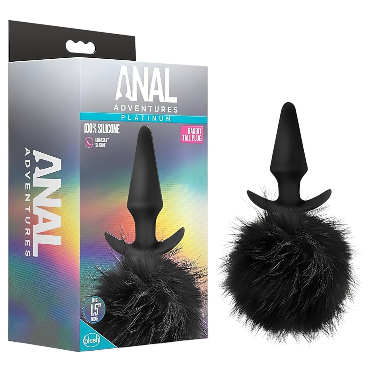 Anal Adventures Platinum - szilikon anál plug nyuszifarokkal (fekete) Anal Adventures Platinum - szilikon anál plug nyuszifarokkal (fekete)