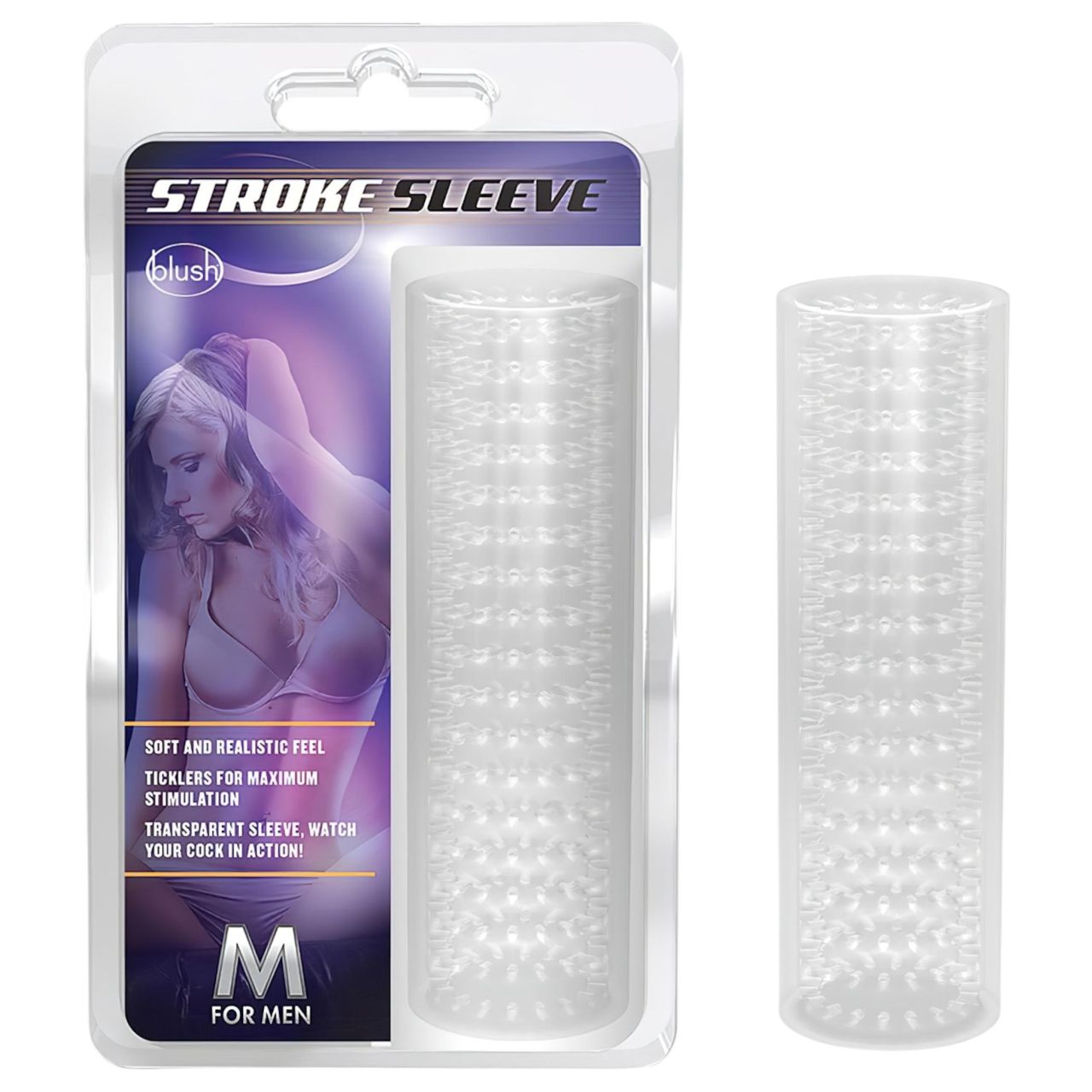 M For Man - stimuláló péniszköpeny és maszturbátor (átlátszó)
