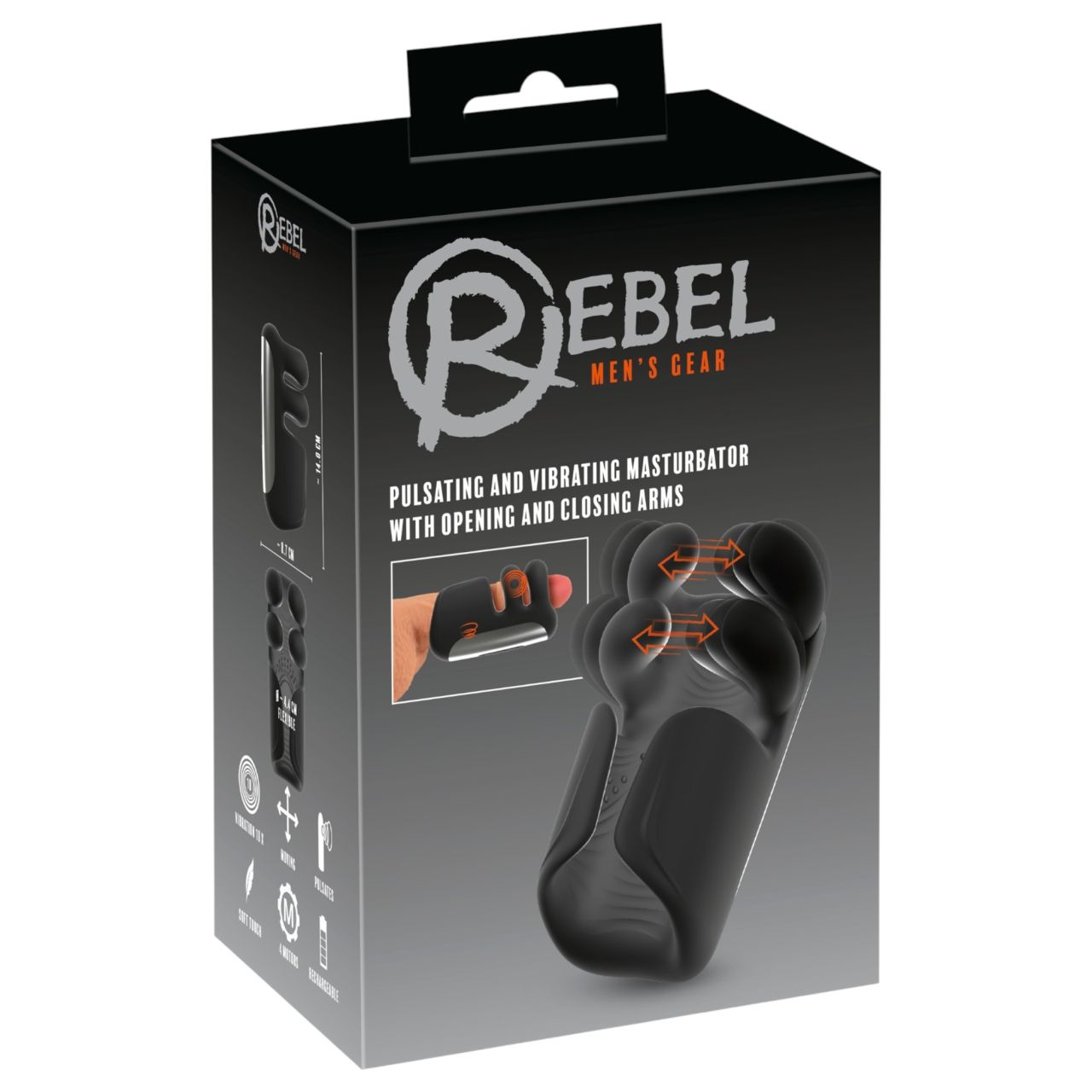 Rebel - lüktető, vibrációs maszturbátor férfiaknak (fekete)