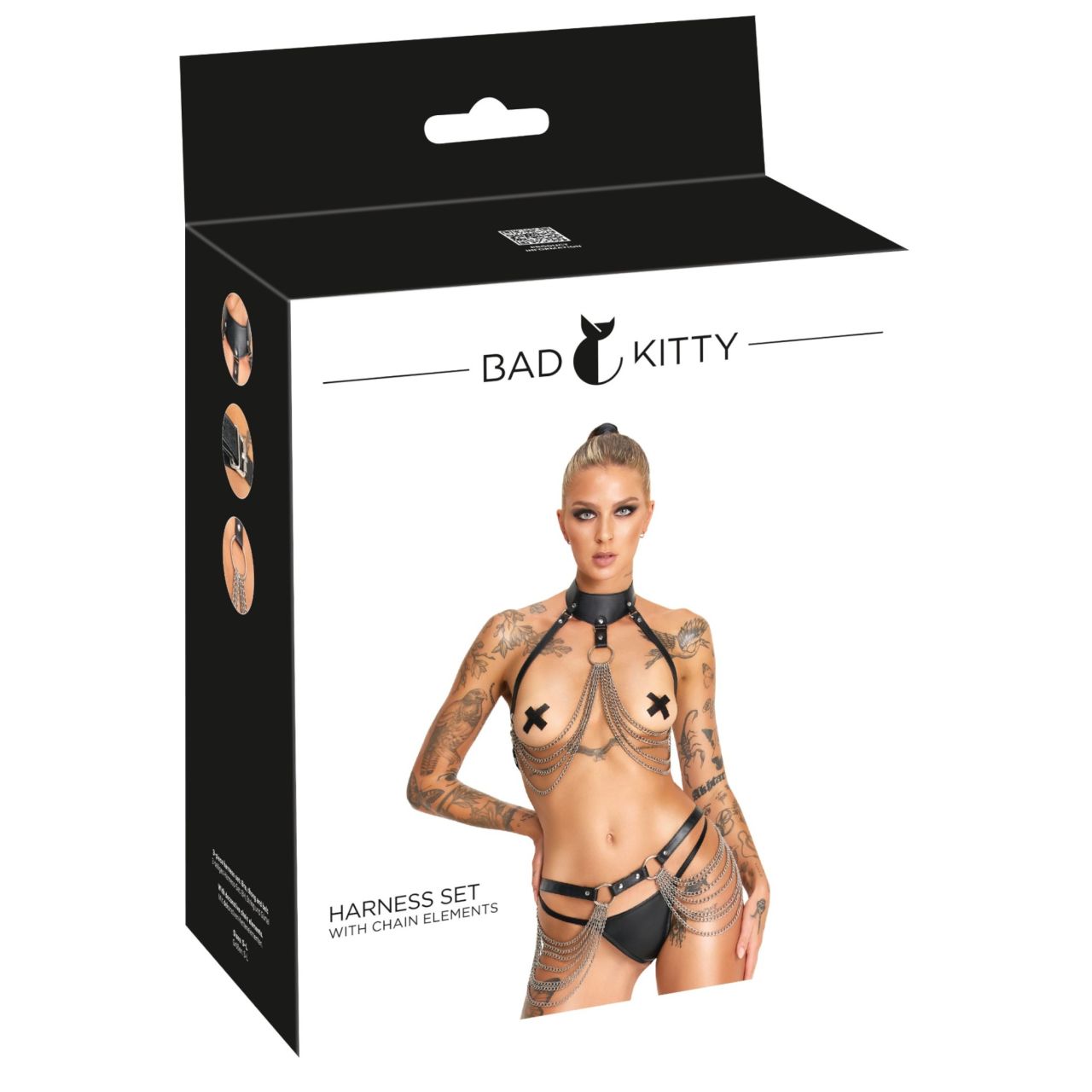 Bad Kitty - 3 részes fekete harness szett mell- és csípőpánttal (S-L) Bad Kitty - 3 részes fekete harness szett mell- és csípőpánttal (S-L)
