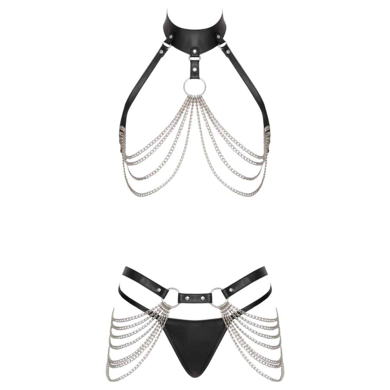 Bad Kitty - 3 részes fekete harness szett mell- és csípőpánttal (S-L) Bad Kitty - 3 részes fekete harness szett mell- és csípőpánttal (S-L)