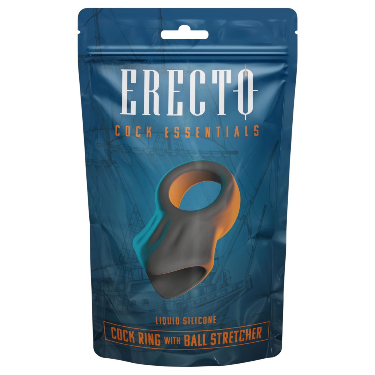 Erecto - péniszgyűrű herenyújtóval (fekete)