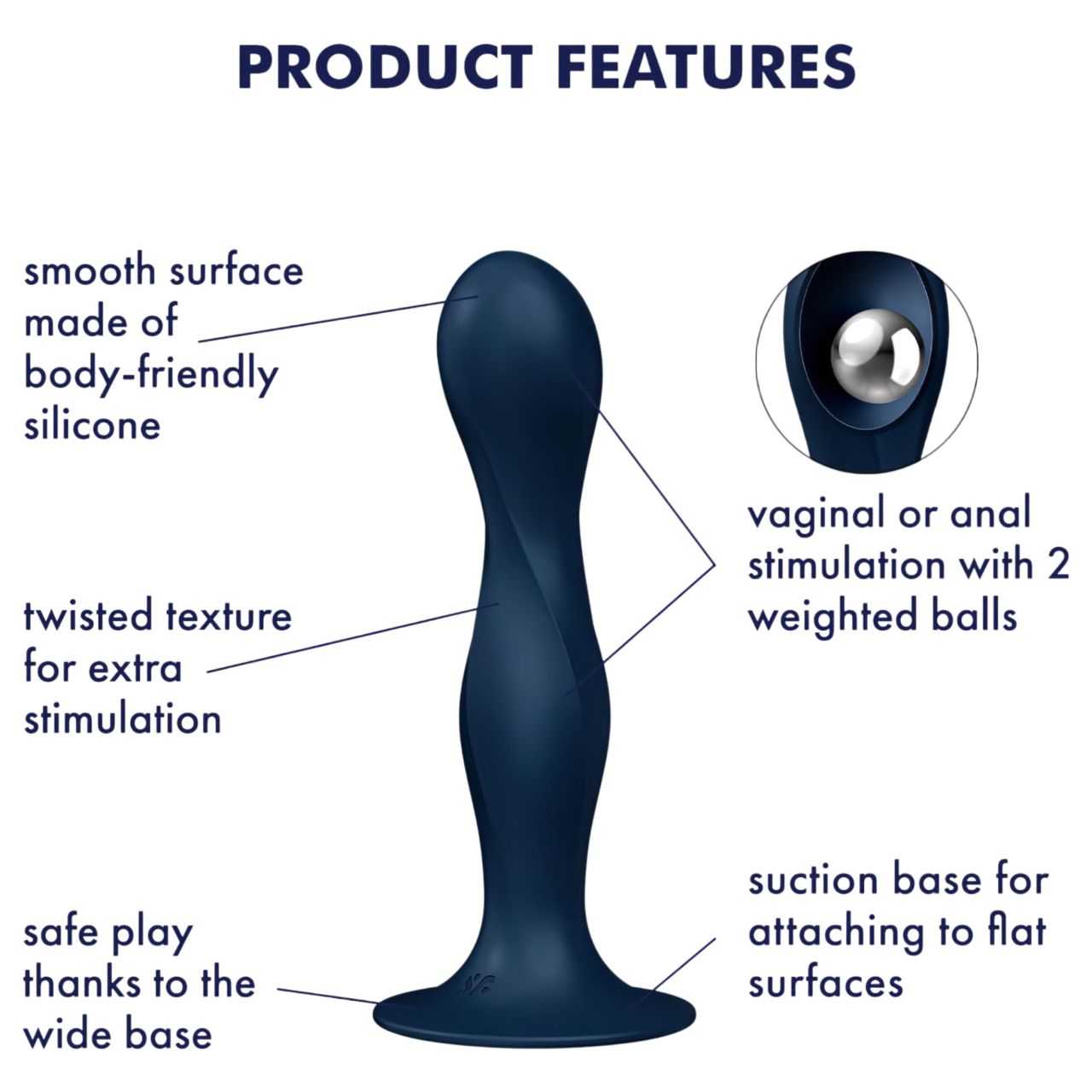 Satisfyer Double Ball-R - súlyozott dildó (kék)