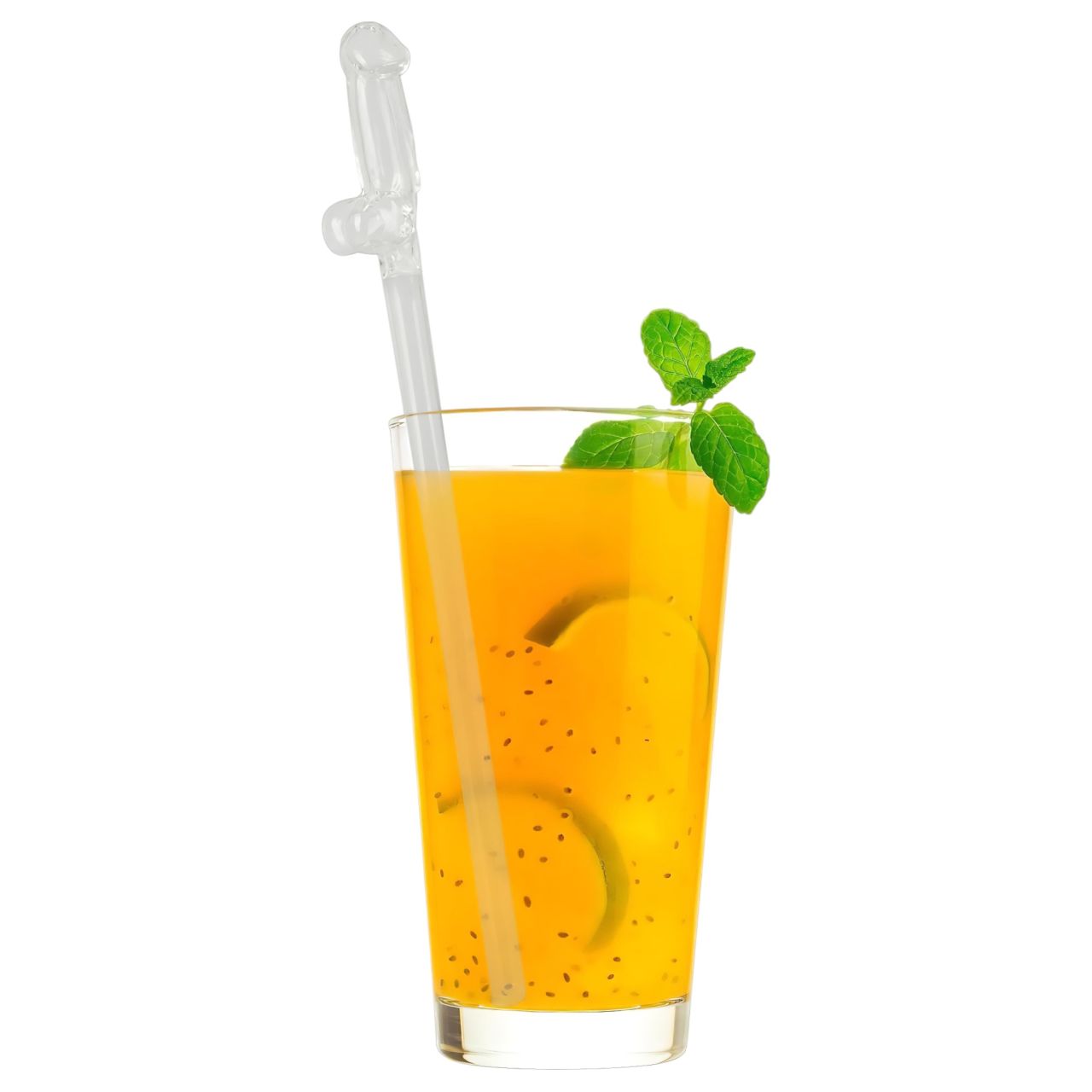 Straw Willy - péniszes üveg szívószál - átlátszó (4 db)