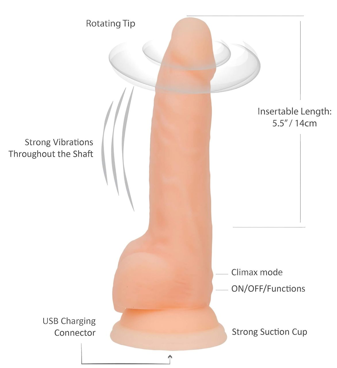 Naked Addiction Rotating 8 - forgó vibrátor (20 cm, testszínű)