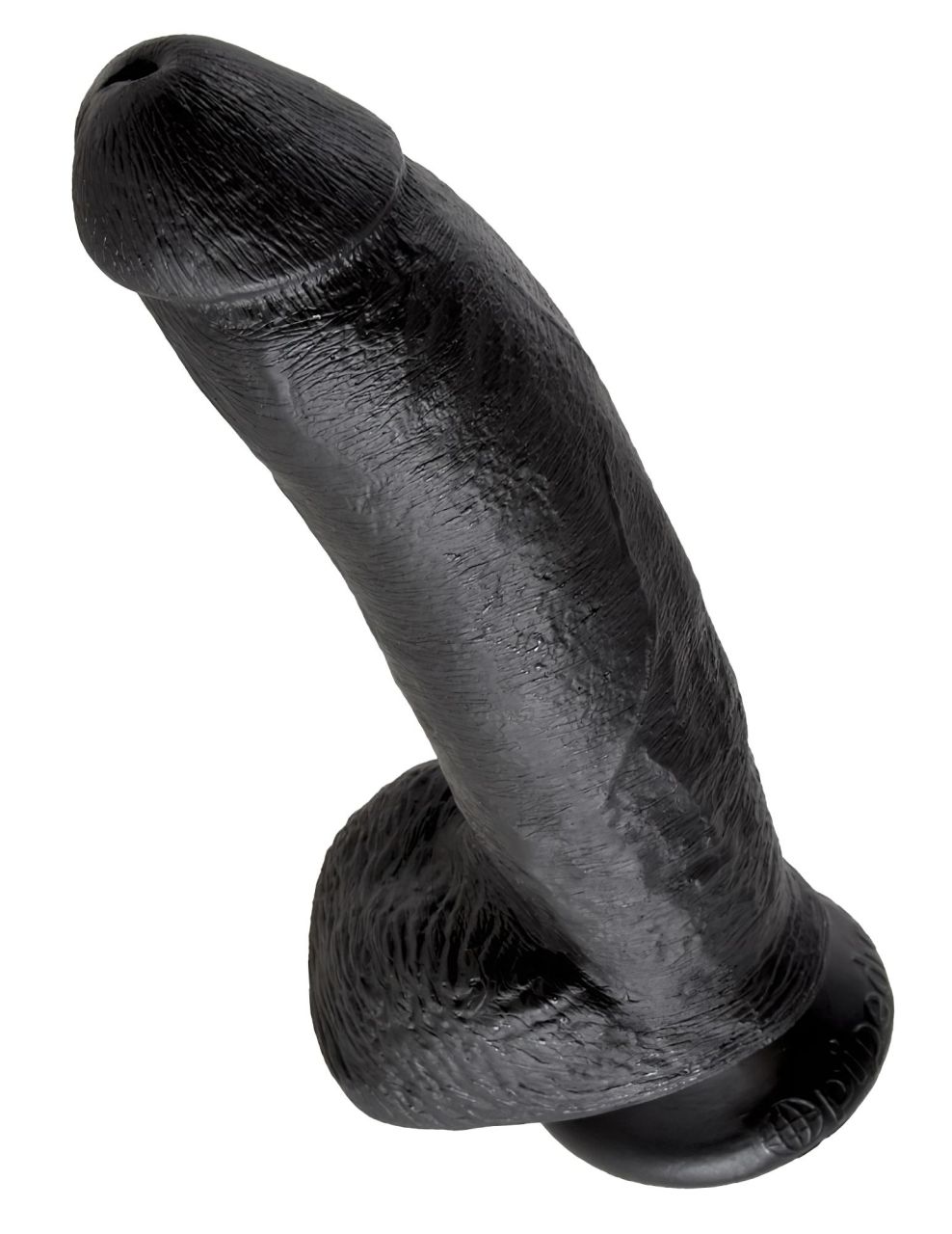 King Cock 9 - nagy tapadókorongos, herés dildó (23 cm, fekete)
