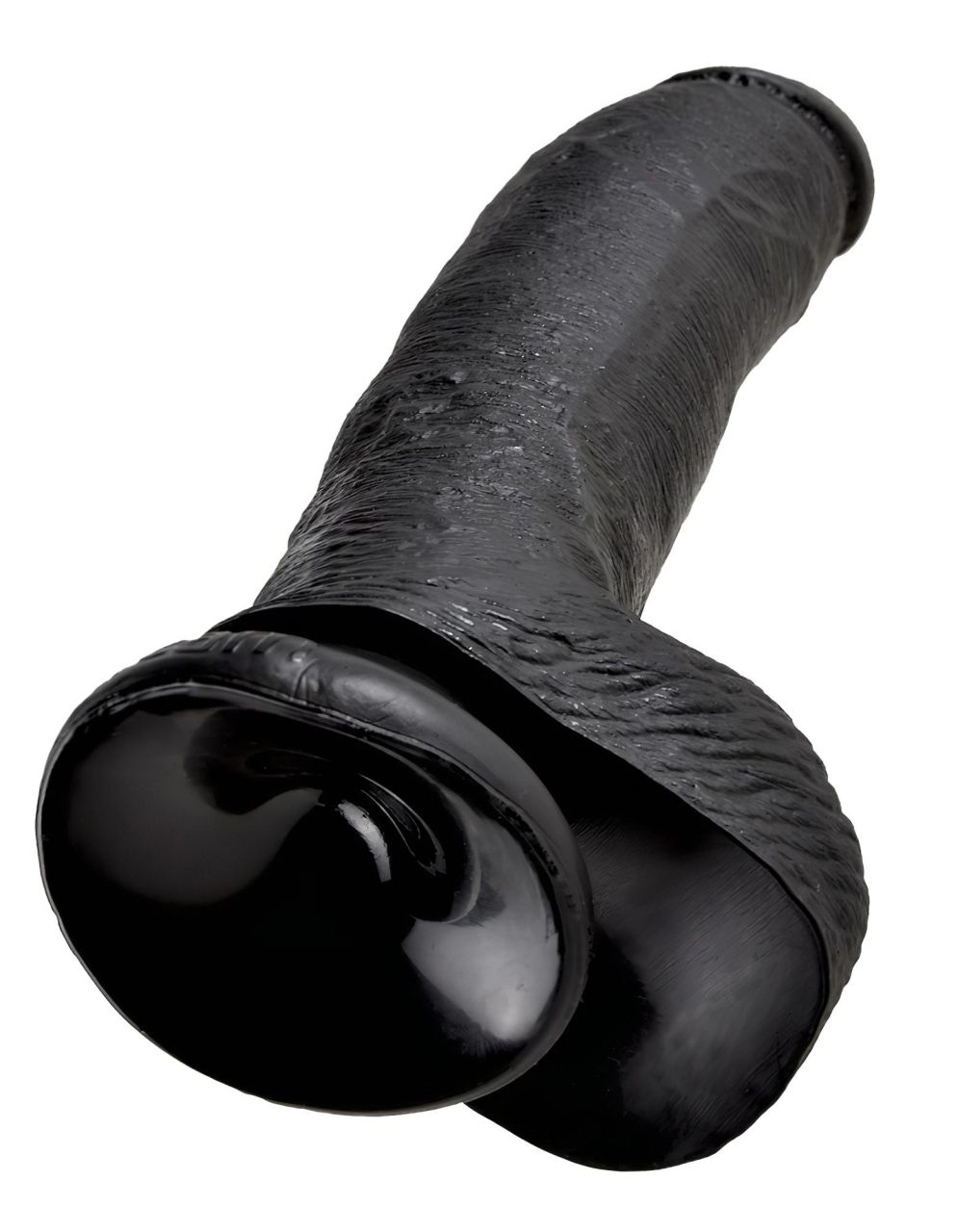 King Cock 9 - nagy tapadókorongos, herés dildó (23 cm, fekete)