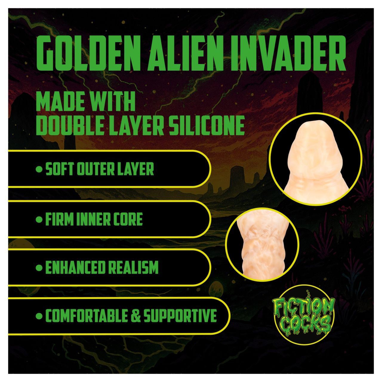Ouch! Golden Alien Invader - szilikon fantáziadildó (arany) Ouch! Golden Alien Invader - szilikon fantáziadildó (arany)