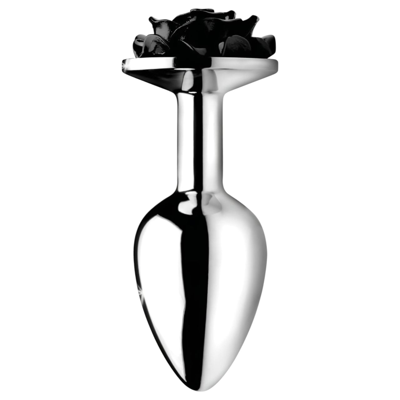 Booty Sparks Black Rose - alumínium anál plug (ezüst-fekete)