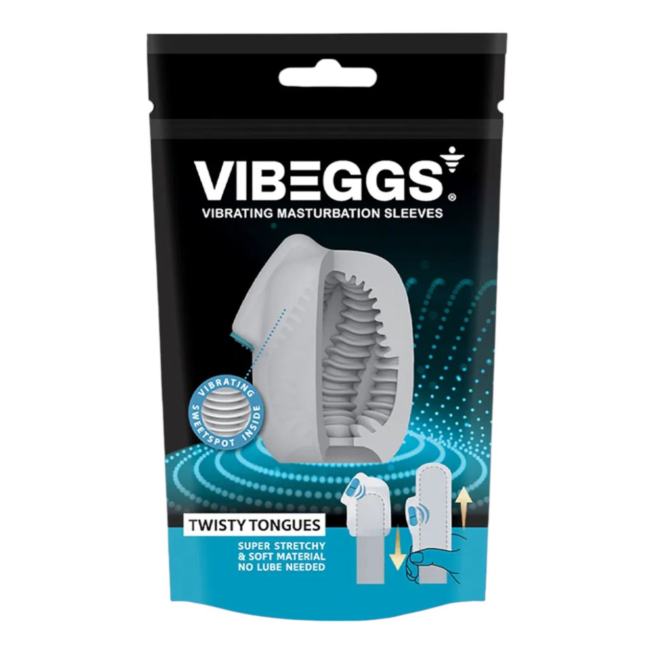 VIBEGGS Twisty Tongues - vibrációs tojás maszturbátor férfiaknak (fehér)