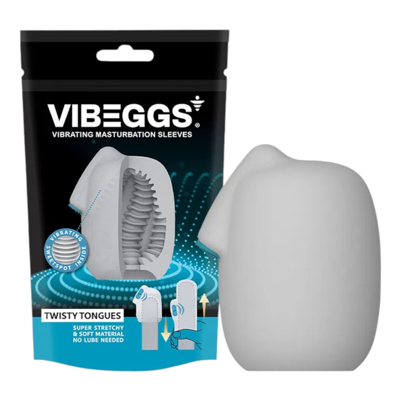 VIBEGGS Twisty Tongues - vibrációs tojás maszturbátor férfiaknak (fehér)