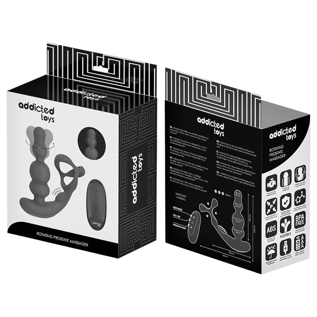 Addicted Toys - forgófejes anál vibrátor péniszgyűrűvel (fekete) Addicted Toys - forgófejes anál vibrátor péniszgyűrűvel (fekete)